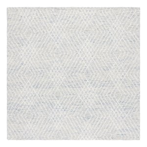 Safavieh Abstract 6'-0&quot x 6'-0&quot Wool and Cotton Hand Tufted Rug in Blue / Ivory