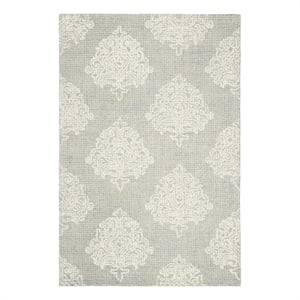 Safavieh Abstract 4'-0&quot x 6'-0&quot Wool Hand Tufted Rug in Aqua / Ivory