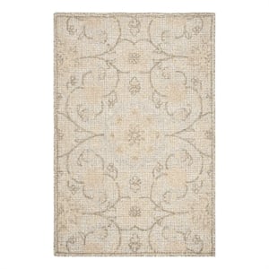 Safavieh Abstract 4'-0&quot x 6'-0&quot Wool Hand Tufted Rug in Light Gray / Ivory