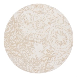 Safavieh Abstract 6'-0&quot x 6'-0&quot Wool and Cotton Hand Tufted Rug in Beige / Ivory