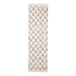 Safavieh Adriana Shag 2'-3&quot x 8'-0&quot Power Loomed Rug in Cream / Gray