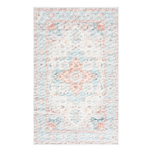 Safavieh Arizona 3'-0&quot x 5'-0&quot Polyester Power Loomed Rug in Turquoise / Rust