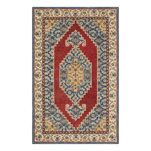 Safavieh Antiquity 5'-0&quot x 8'-0&quot Wool and Cotton Hand Tufted Rug in Blue / Red