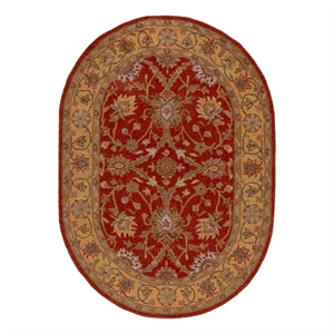 Safavieh Antiquity 4'-6&quot x 6'-6&quot Wool and Cotton Hand Tufted Rug in Rust / Gold