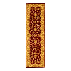 Safavieh Antiquity 2'-3&quot x 10'-0&quot Wool Hand Tufted Rug in Red / Gold