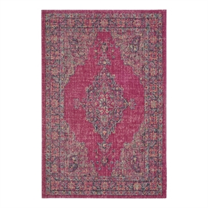 Safavieh Artisan 3'-3&quot x 5'-3&quot Jute and Cotton Power Loomed Rug in Fuscia / Navy
