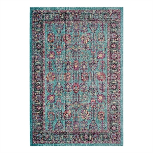 Safavieh Artisan 5'-1&quotx7'-6&quotJute and Cotton Power Loomed Rug in Light Blue/Black