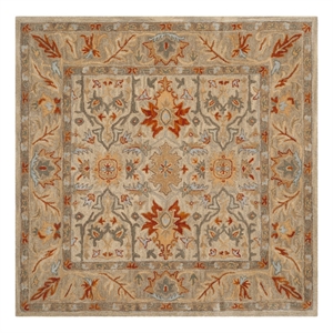 Safavieh Antiquity 6'-0&quot x 6'-0&quot Wool Hand Tufted Rug in Beige / Multi-Color