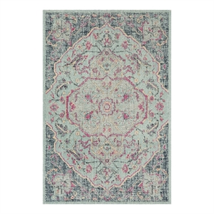 Safavieh Artisan5'-1&quot x 7'-6&quotJute and Cotton Power Loomed Rug in Light Blue/Navy
