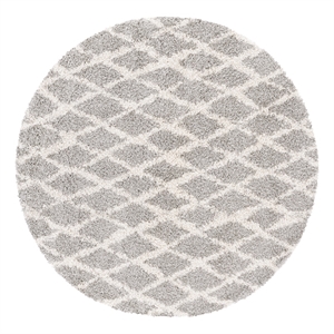 Safavieh Berber Shag 5'-1&quot x 5'-1&quot Jute Power Loomed Rug in Light Gray / Cream