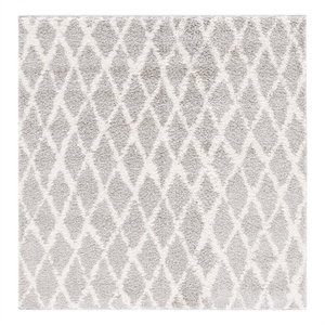 Safavieh Berber Shag 5'-1&quot x 5'-1&quot Jute Power Loomed Rug in Light Gray / Cream