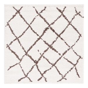 Safavieh Berber Shag 5'-1&quot x 5'-1&quot Jute Power Loomed Rug in Cream / Brown