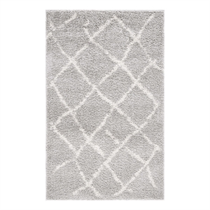 Safavieh Berber Shag 3'-0&quot x 5'-0&quot Jute Power Loomed Rug in Light Gray / Cream