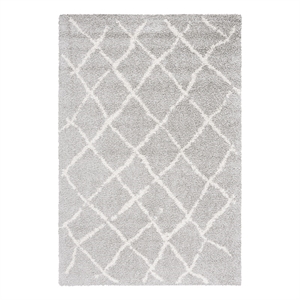 Safavieh Berber Shag 5'-1&quot x 7'-6&quot Jute Power Loomed Rug in Light Gray / Cream