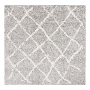Safavieh Berber Shag 5'-1&quot x 5'-1&quot Jute Power Loomed Rug in Light Gray / Cream
