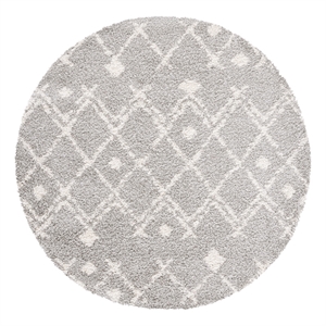 Safavieh Berber Shag 5'-1&quot x 5'-1&quot Jute Power Loomed Rug in Light Gray / Cream