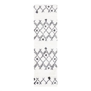 Safavieh Berber Shag 2'-3&quot x 8'-0&quot Jute Power Loomed Rug in Ivory / Dark Gray