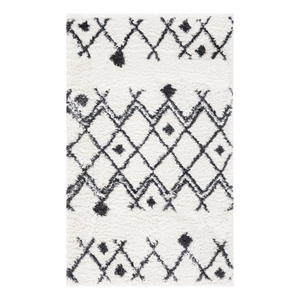 Safavieh Berber Shag 3'-0&quot x 5'-0&quot Jute Power Loomed Rug in Ivory / Dark Gray