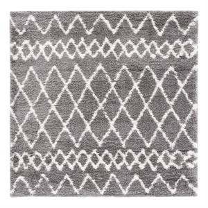 Safavieh Berber Shag 5'-1&quot x 5'-1&quot Jute Power Loomed Rug in Light Gray / Cream