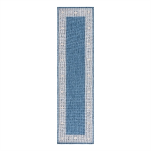 Safavieh Beach House 2'-2&quot x 10'-0&quot Polyester Power Loomed Rug in Blue / Ivory