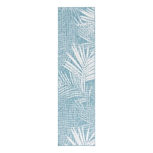 Safavieh Beach House 2'-2&quot x 10'-0&quot Polyester Power Loomed Rug in Aqua / Ivory