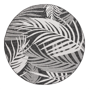 Safavieh Beach House 6'-7&quot x 6'-7&quot Polyester Power Loomed Rug in Charcoal /Ivory
