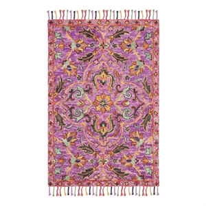 Safavieh Blossom 4'-0&quot x 6'-0&quot Wool Hand Tufted Rug in Purple / Multi-Color