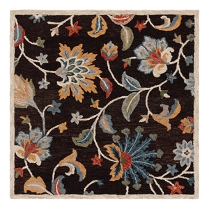 Safavieh Blossom 6'-0&quot x 6'-0&quot Wool and Cotton Tufted Rug in Brown / Yellow