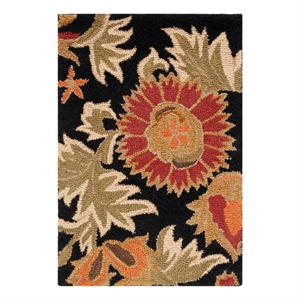 Safavieh Blossom 2'-6&quot x 4'-0&quot Wool and Cotton Hand HookedRuginBlack/Multi-Color