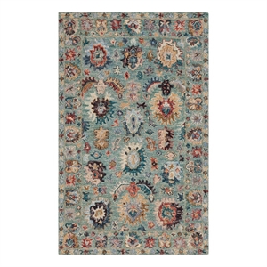Safavieh Blossom 5'-0&quot x 8'-0&quot Wool and Cotton Hand Tufted Rug in Blue / Rust