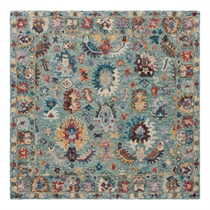 Safavieh Blossom 6'-0&quot x 6'-0&quot Wool and Cotton Hand Tufted Rug in Blue / Rust