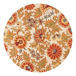 Safavieh Blossom 6'-0&quot x 6'-0&quot Wool and Cotton Hand HookedRuginIvory/Multi-Color