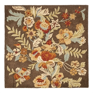 Safavieh Blossom 6'-0&quot x 6'-0&quot Wool and Cotton Hand HookedRuginBrown/Multi-Color
