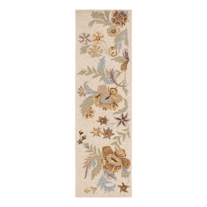 Safavieh Blossom 2'-3&quot x 8'-0&quot Wool and Cotton Hand HookedRuginBeige/Multi-Color
