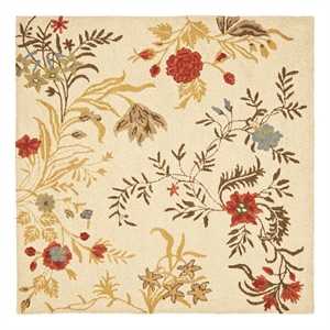 Safavieh Blossom 6'-0&quot x 6'-0&quot Wool and Cotton Hand HookedRuginBeige/Multi-Color