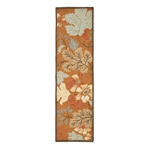Safavieh Blossom 2'-3&quot x 8'-0&quot Wool and Cotton Hand Hooked RuginRust/Multi-Color