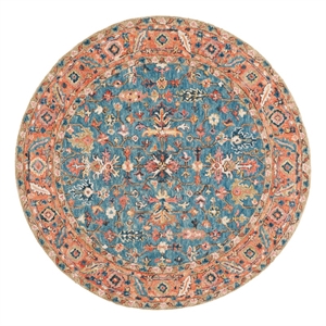 Safavieh Blossom 6'-0&quot x 6'-0&quot Wool and Cotton Hand Tufted Rug in Blue / Rust