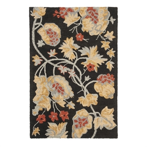 Safavieh Blossom 4'-0&quot x 6'-0&quot Wool and Cotton Hand HookedRuginBlack/Multi-Color
