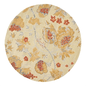 Safavieh Blossom 6'-0&quot x 6'-0&quot Wool and Cotton Hand HookedRuginBeige/Multi-Color