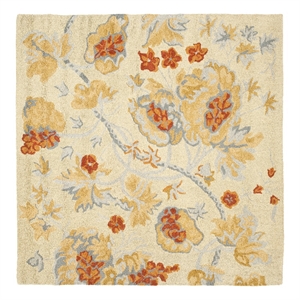 Safavieh Blossom 6'-0&quot x 6'-0&quot Wool and Cotton Hand HookedRuginBeige/Multi-Color