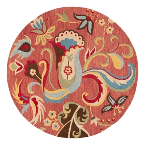 Safavieh Blossom 6'-0&quot x 6'-0&quot Wool Hand Hooked Rug in Rust / Multi-Color