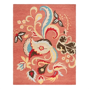 Safavieh Blossom 8'-0&quot x 10'-0&quot Wool Hand Hooked Rug in Rust / Multi-Color