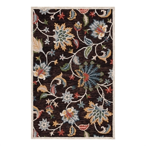 Safavieh Blossom 5'-0&quot x 8'-0&quot Wool and Cotton Tufted Rug in Brown / Yellow
