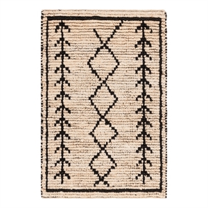 Safavieh Bohemian 2'-0&quot x 3'-0&quot Jute and Cotton Hand Woven Rug in Ivory / Black