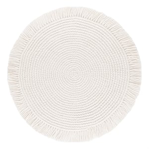 Safavieh Braided 4'-0&quot x 4'-0&quot Wool Hand Woven Rug in Ivory