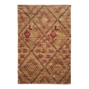 Safavieh Bohemian 4'-0&quot x 6'-0&quot Jute and Cotton Hand Knotted Rug in Natural /Red