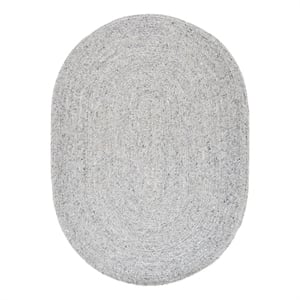 Safavieh Braided 5'-0&quot x 7'-0&quot Wool and Cotton Hand Woven Rug in Gray