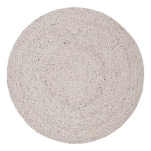 Safavieh Braided 3'-0&quot x 3'-0&quot Wool and Cotton Hand Woven Rug in Light Gray