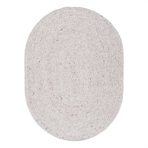 Safavieh Braided 5'-0&quot x 7'-0&quot Wool and Cotton Hand Woven Rug in Light Gray