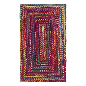 Safavieh Braided 3'-0&quot x 5'-0&quot Cotton Hand Woven Rug in Red / Multi-Color